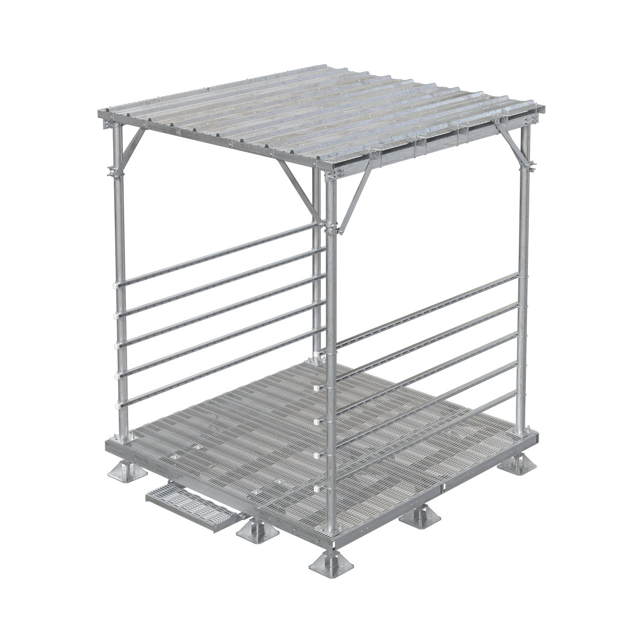 10' x 10' MEP Platform, Handrail, Slide Step, Canopy